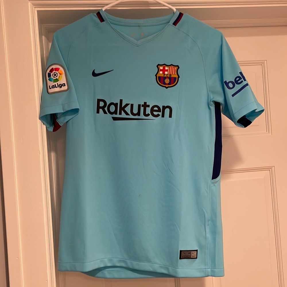 Nike FC Barcelona Rakuten Jersey 2017 La Liga Teal Blue